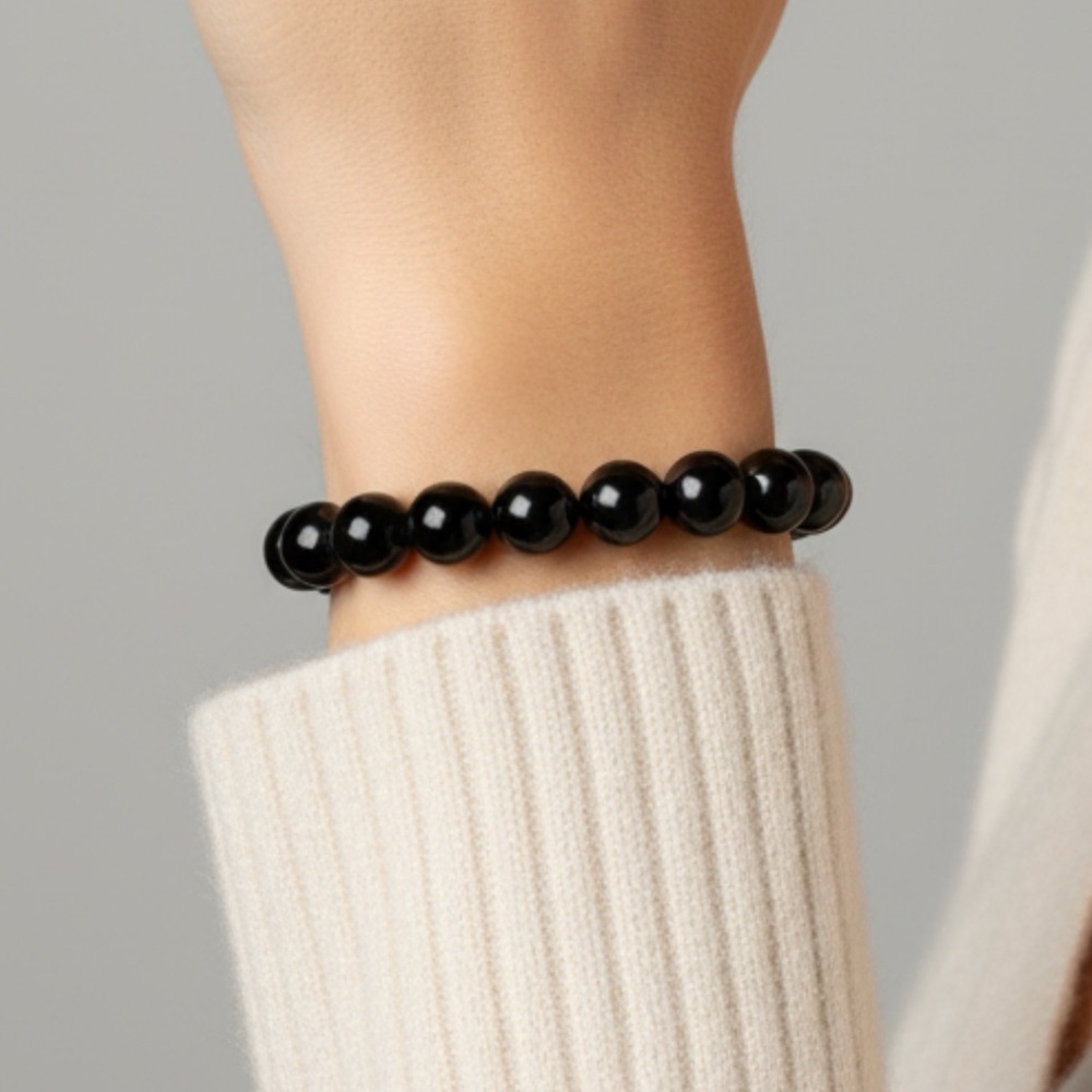 Black Beaded Bracelet
